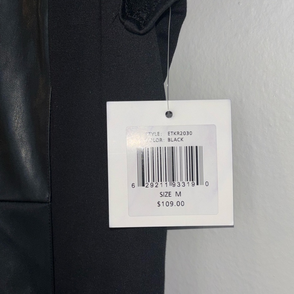 Ellen Tracy Black Faux Leather-Front Mini Dress - Picture 5 of 9